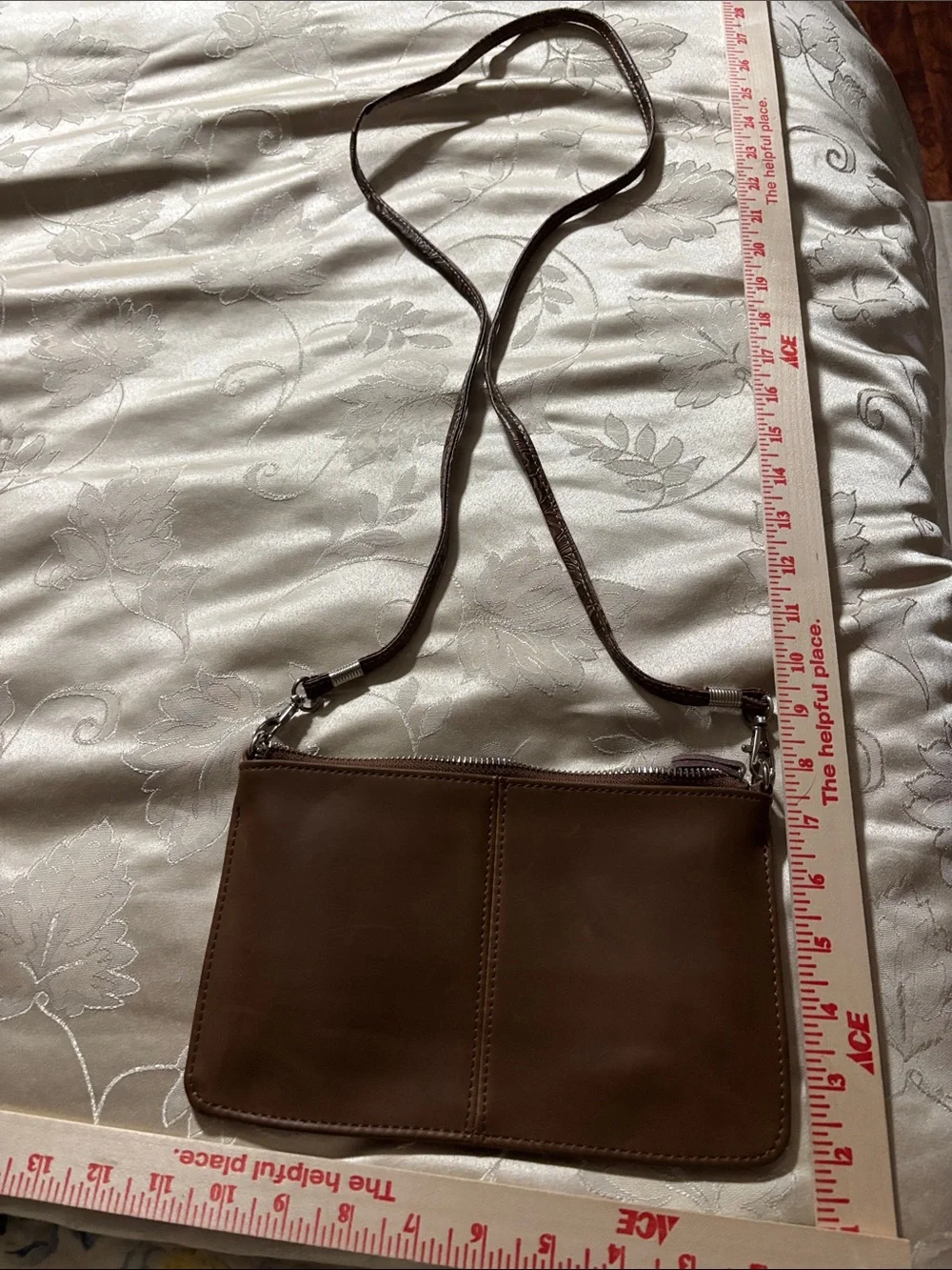 Men's Brown Leather Messenger Crossbody Bag - Slim Everyday Carry
